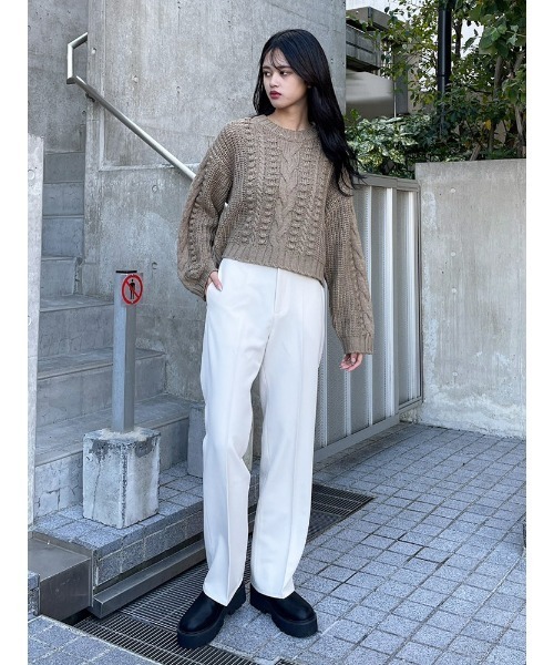 ENVYM(アンビー)の「センタープレスストレートPT(その他パンツ・レディース・ブラック/ブラウン/アイボリー・SMALL/MEDIUM)」の12枚目の写真