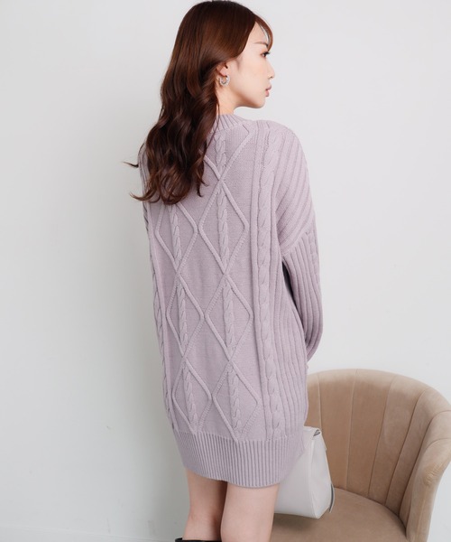 LIPSERVICE（リップサービス）の「BIGケーブルルーズニットワンピース(WEB限定)（ワンピース・レディース・ブラック/グレー/ブルー/ラベンダー/アイボリー・FREE）」の6枚目の写真