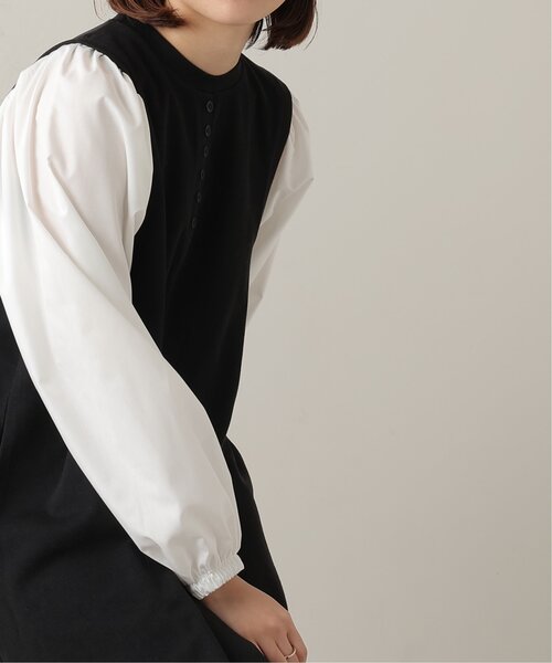 frames RAY CASSIN（フレームスレイカズン）の「ボリュームスリーブ切替ワンピース（ワンピース・レディース・ブラック/キナリ/ベージュ系・FREE）」の2枚目の写真