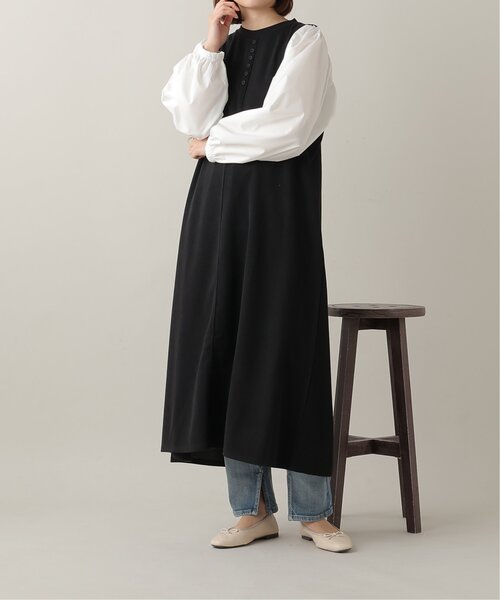 frames RAY CASSIN（フレームスレイカズン）の「ボリュームスリーブ切替ワンピース（ワンピース・レディース・ブラック/キナリ/ベージュ系・FREE）」の4枚目の写真