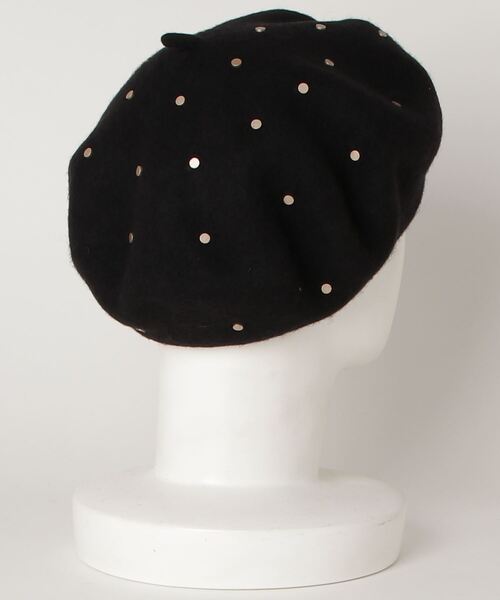 ALLSAINTS（オールセインツ）の「MAIA STUDDED BERET | MAIA STUDDED ベレー帽（ハンチング/ベレー帽・レディース・ブラック系・ONE SIZE）」の2枚目の写真