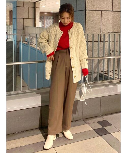 Ungrid（アングリッド）の「2wayケーブルニットカーデ（カーディガン/ボレロ・レディース・チャコールグレー/アイボリー・FREE）」の4枚目の写真