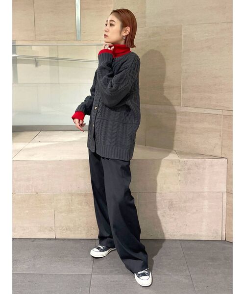 Ungrid（アングリッド）の「2wayケーブルニットカーデ（カーディガン/ボレロ・レディース・チャコールグレー/アイボリー・FREE）」の6枚目の写真