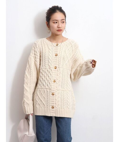 Ungrid（アングリッド）の「2wayケーブルニットカーデ（カーディガン/ボレロ・レディース・チャコールグレー/アイボリー・FREE）」の9枚目の写真