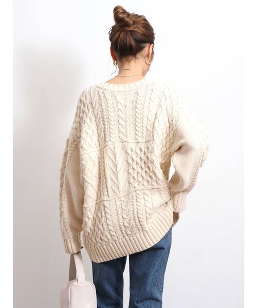 Ungrid（アングリッド）の「2wayケーブルニットカーデ（カーディガン/ボレロ・レディース・チャコールグレー/アイボリー・FREE）」の10枚目の写真