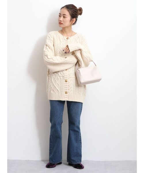 Ungrid（アングリッド）の「2wayケーブルニットカーデ（カーディガン/ボレロ・レディース・チャコールグレー/アイボリー・FREE）」の12枚目の写真