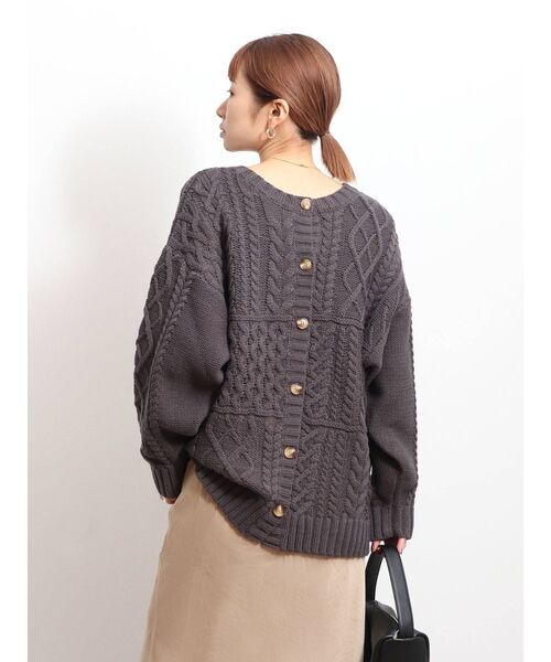 Ungrid（アングリッド）の「2wayケーブルニットカーデ（カーディガン/ボレロ・レディース・チャコールグレー/アイボリー・FREE）」の13枚目の写真