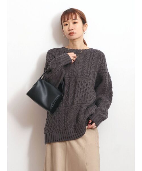 Ungrid（アングリッド）の「2wayケーブルニットカーデ（カーディガン/ボレロ・レディース・チャコールグレー/アイボリー・FREE）」の14枚目の写真