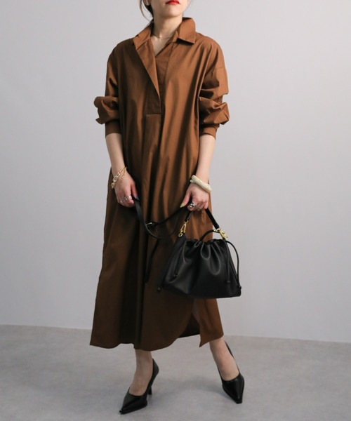 sakishimatokyo（サキシマトーキョー）の「【ZOZO限定】「オーバーシャツワンピース」（シャツワンピース・レディース・ベージュ/アイボリー・FREE）」の2枚目の写真