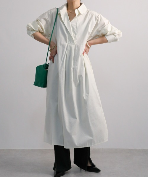 sakishimatokyo（サキシマトーキョー）の「【ZOZO限定】「オーバーシャツワンピース」（シャツワンピース・レディース・ベージュ/アイボリー・FREE）」の9枚目の写真