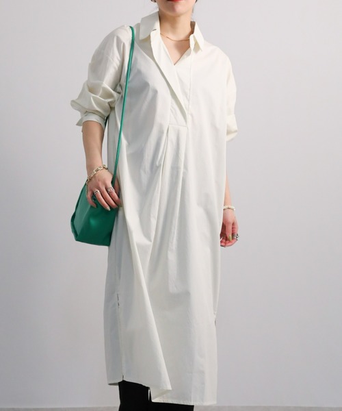 sakishimatokyo（サキシマトーキョー）の「【ZOZO限定】「オーバーシャツワンピース」（シャツワンピース・レディース・ベージュ/アイボリー・FREE）」の8枚目の写真