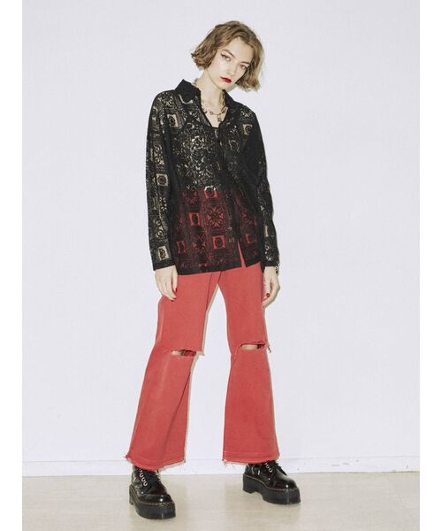 jouetie（ジュエティ）の「幾何学オーバーレースシャツ【シースルー】（シャツ/ブラウス・レディース・オフホワイト/ブラック/イエロー/グリーン・MEDIUM）」の12枚目の写真