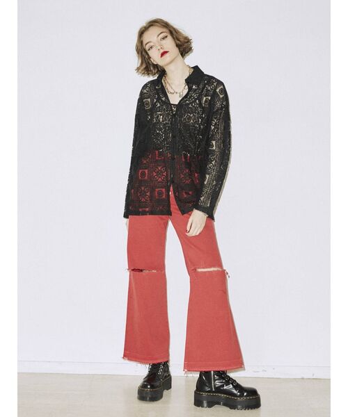 jouetie（ジュエティ）の「幾何学オーバーレースシャツ【シースルー】（シャツ/ブラウス・レディース・オフホワイト/ブラック/イエロー/グリーン・MEDIUM）」の13枚目の写真