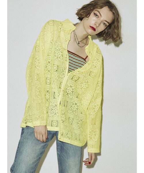 jouetie（ジュエティ）の「幾何学オーバーレースシャツ【シースルー】（シャツ/ブラウス・レディース・オフホワイト/ブラック/イエロー/グリーン・MEDIUM）」の15枚目の写真