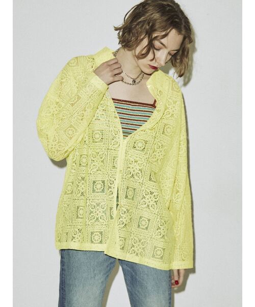 jouetie（ジュエティ）の「幾何学オーバーレースシャツ【シースルー】（シャツ/ブラウス・レディース・オフホワイト/ブラック/イエロー/グリーン・MEDIUM）」の16枚目の写真