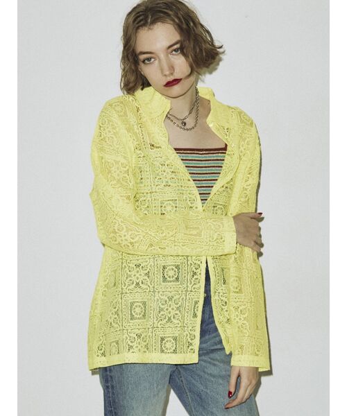 jouetie（ジュエティ）の「幾何学オーバーレースシャツ【シースルー】（シャツ/ブラウス・レディース・オフホワイト/ブラック/イエロー/グリーン・MEDIUM）」の18枚目の写真