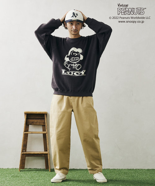 Vintage PEANUTS（ビンテージピーナッツ）の「【PEANUTS×SPORTS WEAR】別注 オーバーサイズ プリントスウェット（スウェット・メンズ・ブラック/グレー/ナチュラル/ネイビー/パープル・MEDIUM/LARGE/X-LARGE）」の14枚目の写真