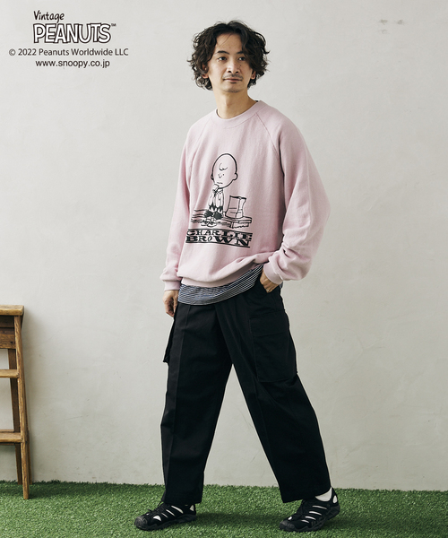 Vintage PEANUTS（ビンテージピーナッツ）の「【PEANUTS×SPORTS WEAR】別注 オーバーサイズ プリントスウェット（スウェット・メンズ・ブラック/グレー/ナチュラル/ネイビー/パープル・MEDIUM/LARGE/X-LARGE）」の8枚目の写真