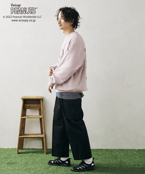 Vintage PEANUTS（ビンテージピーナッツ）の「【PEANUTS×SPORTS WEAR】別注 オーバーサイズ プリントスウェット（スウェット・メンズ・ブラック/グレー/ナチュラル/ネイビー/パープル・MEDIUM/LARGE/X-LARGE）」の7枚目の写真