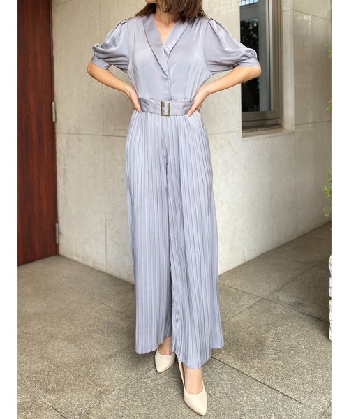 DURAS（デュラス）の「ベルト付きプリーツオールインワン（つなぎ/オールインワン・レディース・ブルー/グリーン・FREE）」の4枚目の写真