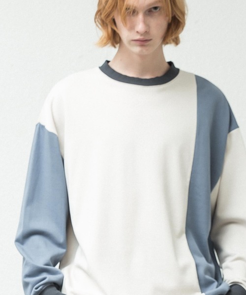 SLICK(スリック)の「コンパクトフリースカラーパネルプルオーバー(Tシャツ/カットソー・メンズ・ブラック/アイボリー・1/2)」の6枚目の写真