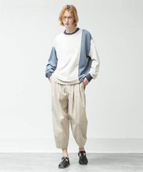 SLICK(スリック)の「コンパクトフリースカラーパネルプルオーバー(Tシャツ/カットソー・メンズ・ブラック/アイボリー・1/2)」の8枚目の写真