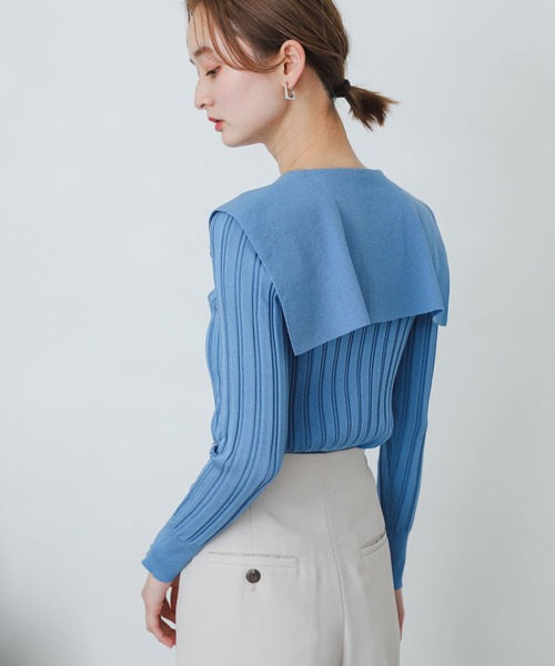 SENSE OF PLACE by URBAN RESEARCH（センスオブプレイスバイアーバンリサーチ）の「ビッグカラーリブカーディガン（カーディガン/ボレロ・レディース・ブルー/ブラック/ベージュ・ONE）」の7枚目の写真