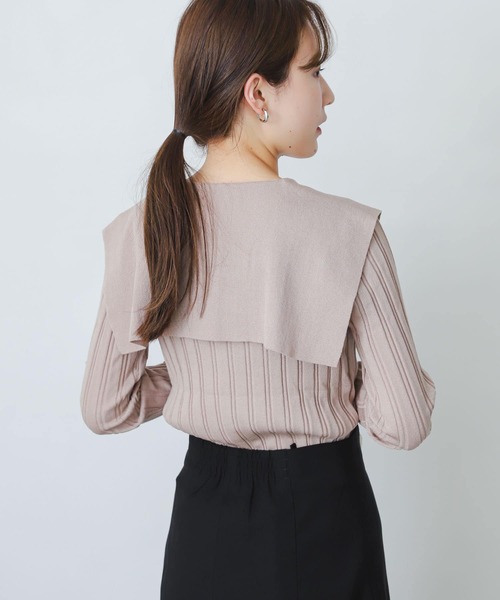 SENSE OF PLACE by URBAN RESEARCH（センスオブプレイスバイアーバンリサーチ）の「ビッグカラーリブカーディガン（カーディガン/ボレロ・レディース・ブルー/ブラック/ベージュ・ONE）」の10枚目の写真