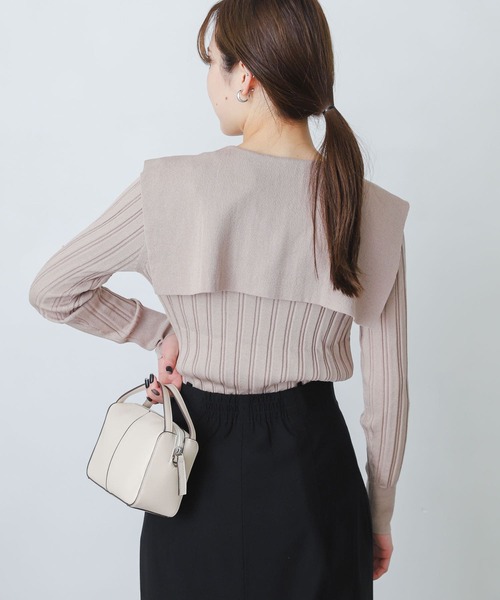 SENSE OF PLACE by URBAN RESEARCH（センスオブプレイスバイアーバンリサーチ）の「ビッグカラーリブカーディガン（カーディガン/ボレロ・レディース・ブルー/ブラック/ベージュ・ONE）」の11枚目の写真