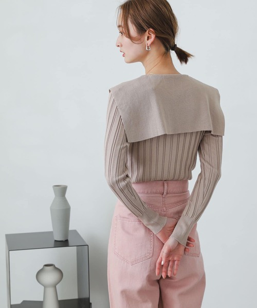 SENSE OF PLACE by URBAN RESEARCH（センスオブプレイスバイアーバンリサーチ）の「ビッグカラーリブカーディガン（カーディガン/ボレロ・レディース・ブルー/ブラック/ベージュ・ONE）」の16枚目の写真