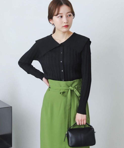 SENSE OF PLACE by URBAN RESEARCH（センスオブプレイスバイアーバンリサーチ）の「ビッグカラーリブカーディガン（カーディガン/ボレロ・レディース・ブルー/ブラック/ベージュ・ONE）」の17枚目の写真