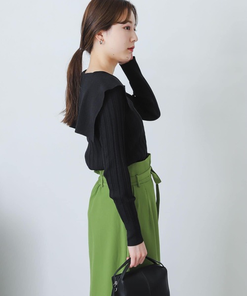 SENSE OF PLACE by URBAN RESEARCH（センスオブプレイスバイアーバンリサーチ）の「ビッグカラーリブカーディガン（カーディガン/ボレロ・レディース・ブルー/ブラック/ベージュ・ONE）」の18枚目の写真