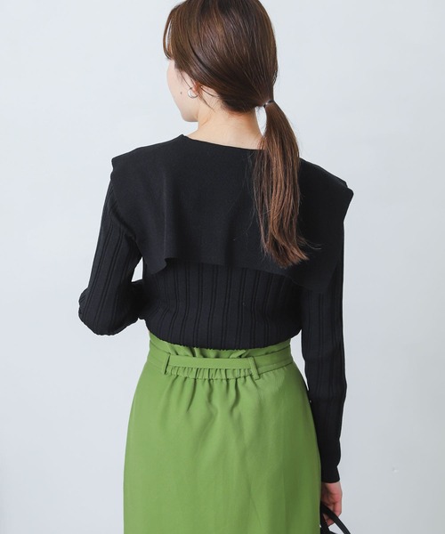 SENSE OF PLACE by URBAN RESEARCH（センスオブプレイスバイアーバンリサーチ）の「ビッグカラーリブカーディガン（カーディガン/ボレロ・レディース・ブルー/ブラック/ベージュ・ONE）」の19枚目の写真