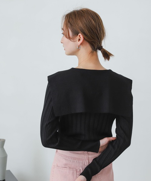 SENSE OF PLACE by URBAN RESEARCH（センスオブプレイスバイアーバンリサーチ）の「ビッグカラーリブカーディガン（カーディガン/ボレロ・レディース・ブルー/ブラック/ベージュ・ONE）」の22枚目の写真