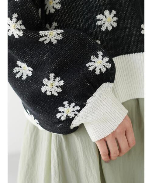 Petit fleur(プチフルール)の「・Petit Fleur ハナガラジャカードニット*(ニット/セーター・レディース・グリーン/サックスブルー/オフホワイト/ブラック・FREE)」の11枚目の写真