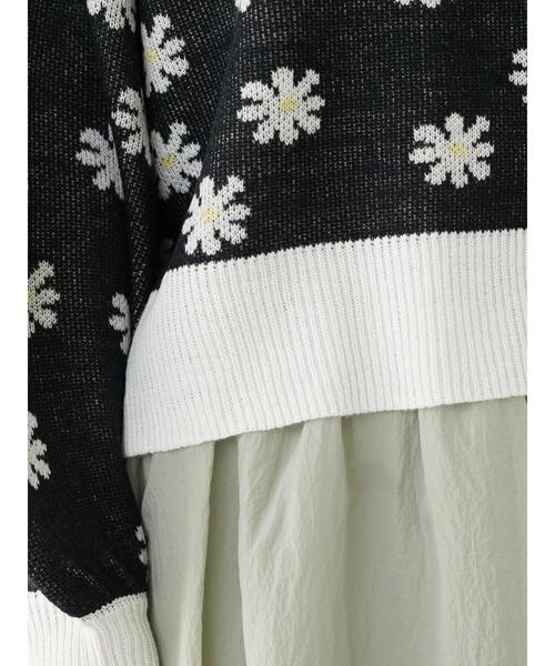 Petit fleur(プチフルール)の「・Petit Fleur ハナガラジャカードニット*(ニット/セーター・レディース・グリーン/サックスブルー/オフホワイト/ブラック・FREE)」の12枚目の写真