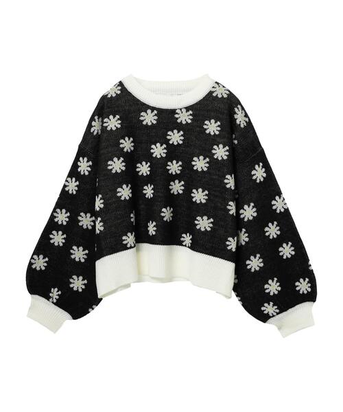 Petit fleur(プチフルール)の「・Petit Fleur ハナガラジャカードニット*(ニット/セーター・レディース・グリーン/サックスブルー/オフホワイト/ブラック・FREE)」の18枚目の写真