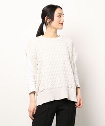 Samansa Mos2 blue | 透かし柄ニットベスト(ベスト)