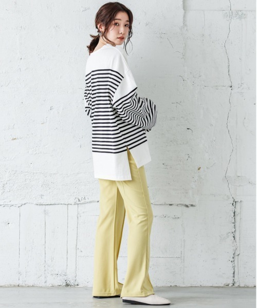 SUGAR BISKET（シュガービスケット）の「バスクボーダービッグロングＴシャツ（Tシャツ/カットソー・レディース・ブラック/ピンク/オレンジ/ブルー・フリー）」の5枚目の写真