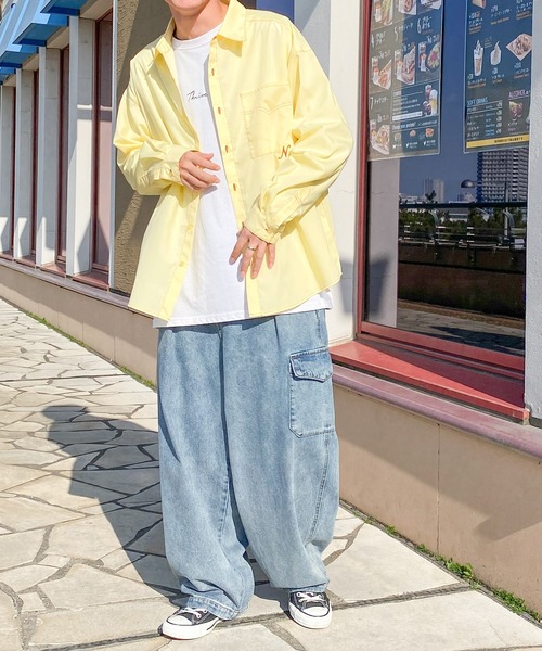 PairPair（ペアペア）の「刺繍入りレギュラーシャツ(ユニセックス)（シャツ/ブラウス・メンズ・オフホワイト/ブルー系その他/イエロー・FREE）」の3枚目の写真