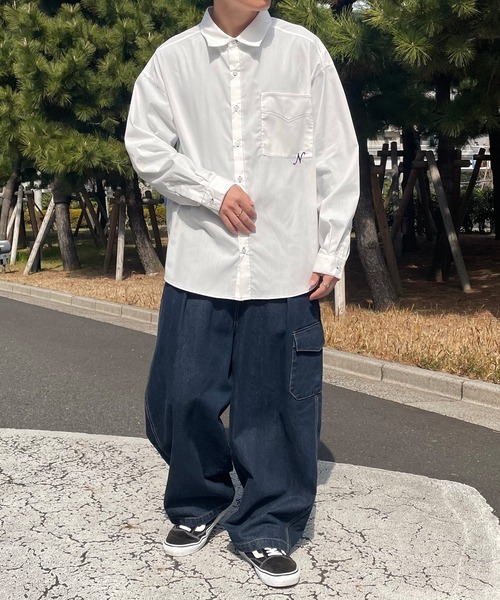 PairPair（ペアペア）の「刺繍入りレギュラーシャツ(ユニセックス)（シャツ/ブラウス・メンズ・オフホワイト/ブルー系その他/イエロー・FREE）」の13枚目の写真