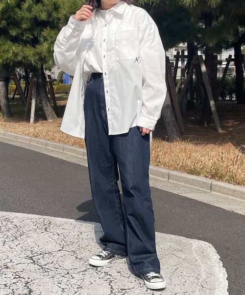 PairPair（ペアペア）の「刺繍入りレギュラーシャツ(ユニセックス)（シャツ/ブラウス・メンズ・オフホワイト/ブルー系その他/イエロー・FREE）」の8枚目の写真