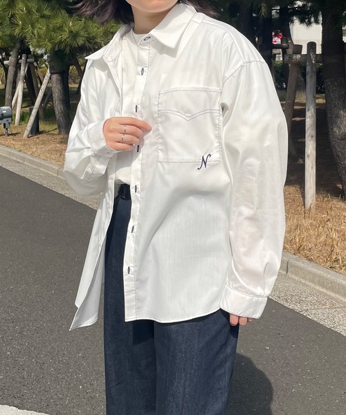 PairPair（ペアペア）の「刺繍入りレギュラーシャツ(ユニセックス)（シャツ/ブラウス・メンズ・オフホワイト/ブルー系その他/イエロー・FREE）」の9枚目の写真