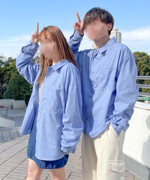 PairPair（ペアペア）の「刺繍入りレギュラーシャツ(ユニセックス)（シャツ/ブラウス・メンズ・オフホワイト/ブルー系その他/イエロー・FREE）」の4枚目の写真