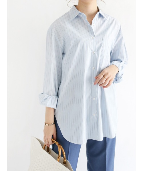 Te chichi（テチチ）の「チュニックシャツ（シャツ/ブラウス・レディース・オフホワイト/サックスブルー/ブルー・ﾌﾘ-）」の2枚目の写真