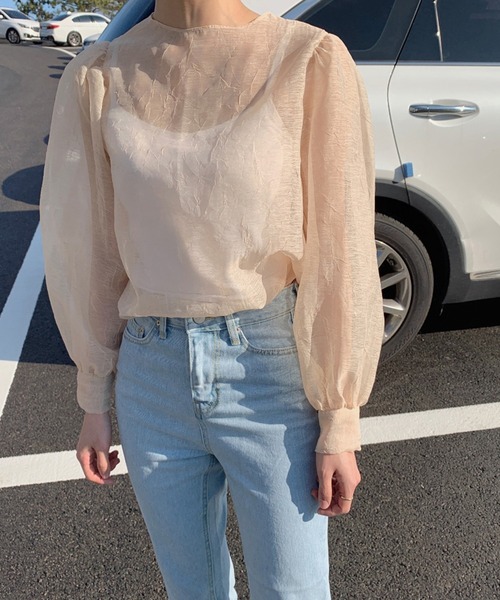 Leja(レジャ)の「【LEJA】シアー透けオーバーサイズブラウス(Tシャツ/カットソー・レディース・ブラック/ベージュ・FREE)」の1枚目の写真