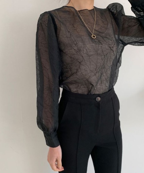 Leja(レジャ)の「【LEJA】シアー透けオーバーサイズブラウス(Tシャツ/カットソー・レディース・ブラック/ベージュ・FREE)」の9枚目の写真
