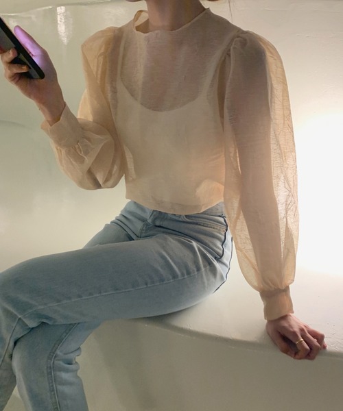 Leja(レジャ)の「【LEJA】シアー透けオーバーサイズブラウス(Tシャツ/カットソー・レディース・ブラック/ベージュ・FREE)」の14枚目の写真