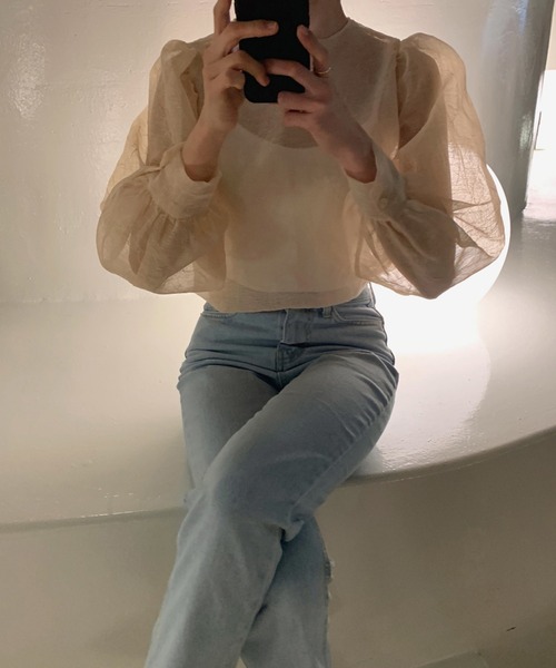 Leja(レジャ)の「【LEJA】シアー透けオーバーサイズブラウス(Tシャツ/カットソー・レディース・ブラック/ベージュ・FREE)」の15枚目の写真