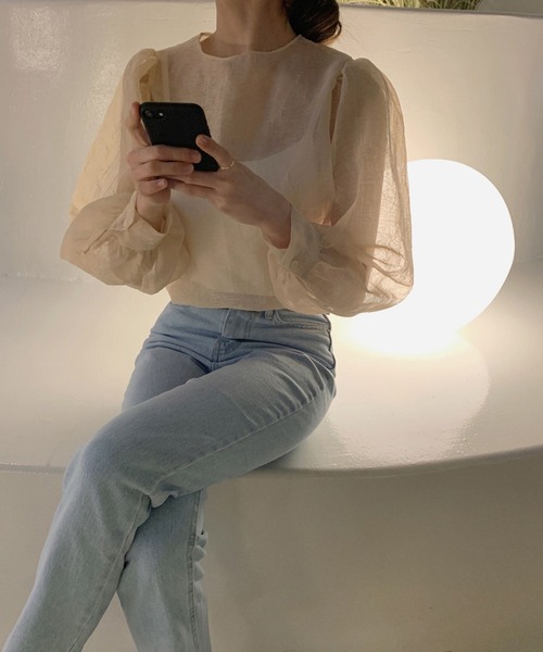 Leja(レジャ)の「【LEJA】シアー透けオーバーサイズブラウス(Tシャツ/カットソー・レディース・ブラック/ベージュ・FREE)」の16枚目の写真